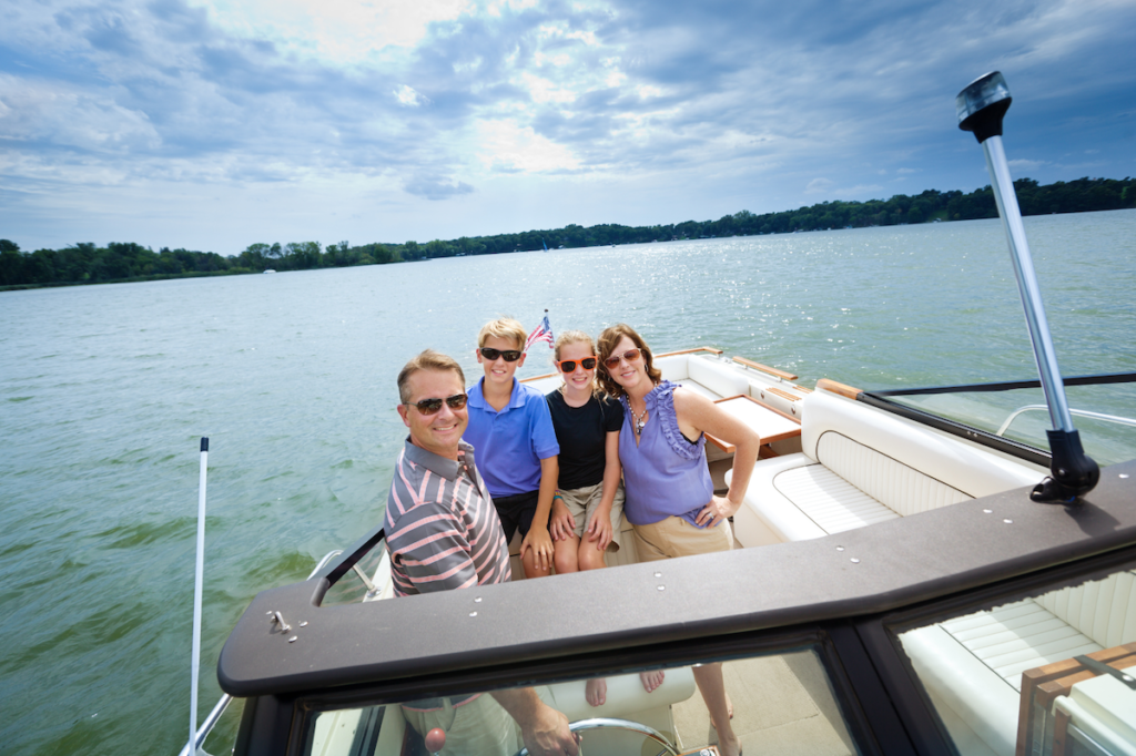 Family on a boat
