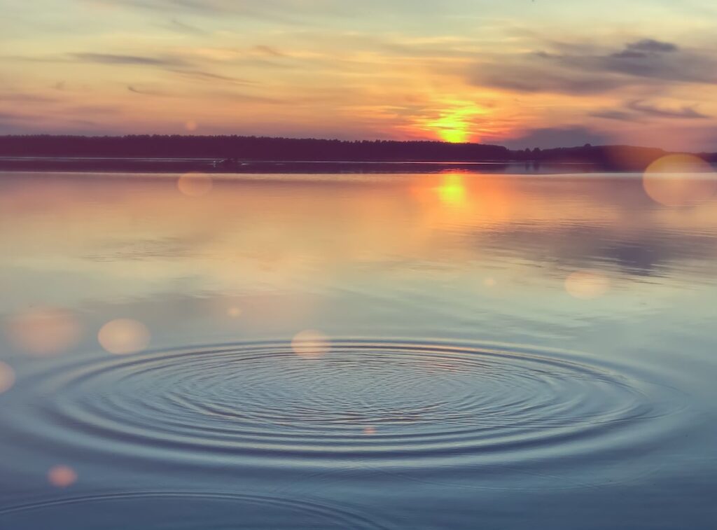 Ripples and a sunset on the lake