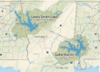 Map with Smith Lake and Lake Martin in Alabama