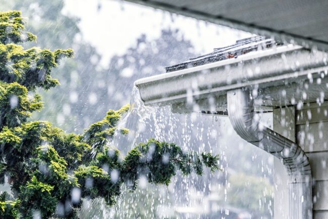 Heavy rain and gutters