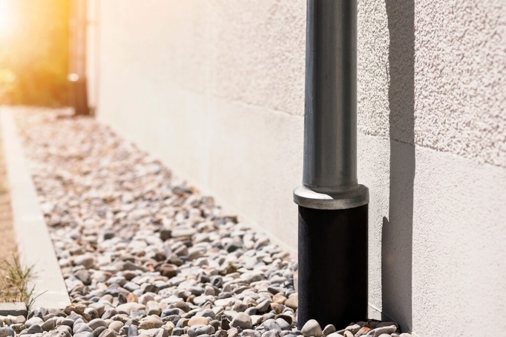 Gravel covered french drain