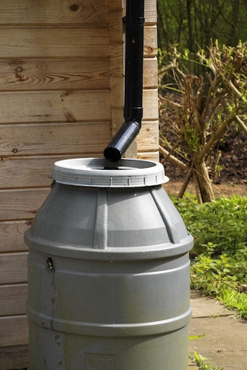 Custom gray rain barrel