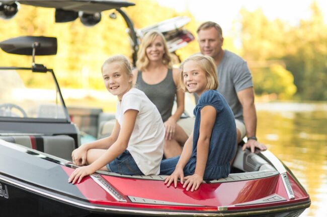 Family on their new boat