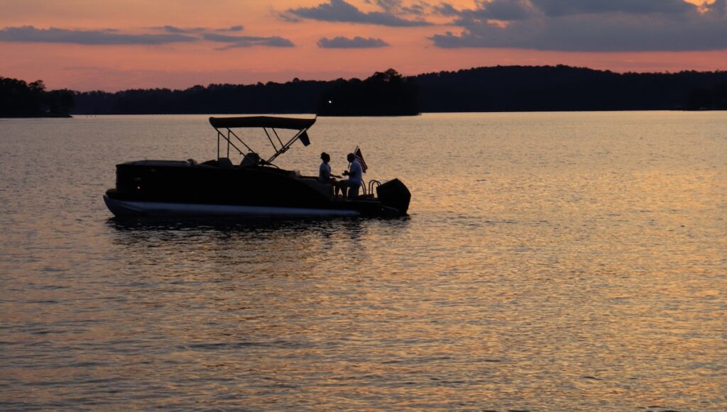 Couple on a boat in the late evening
