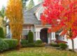 Fall scene with home from front.