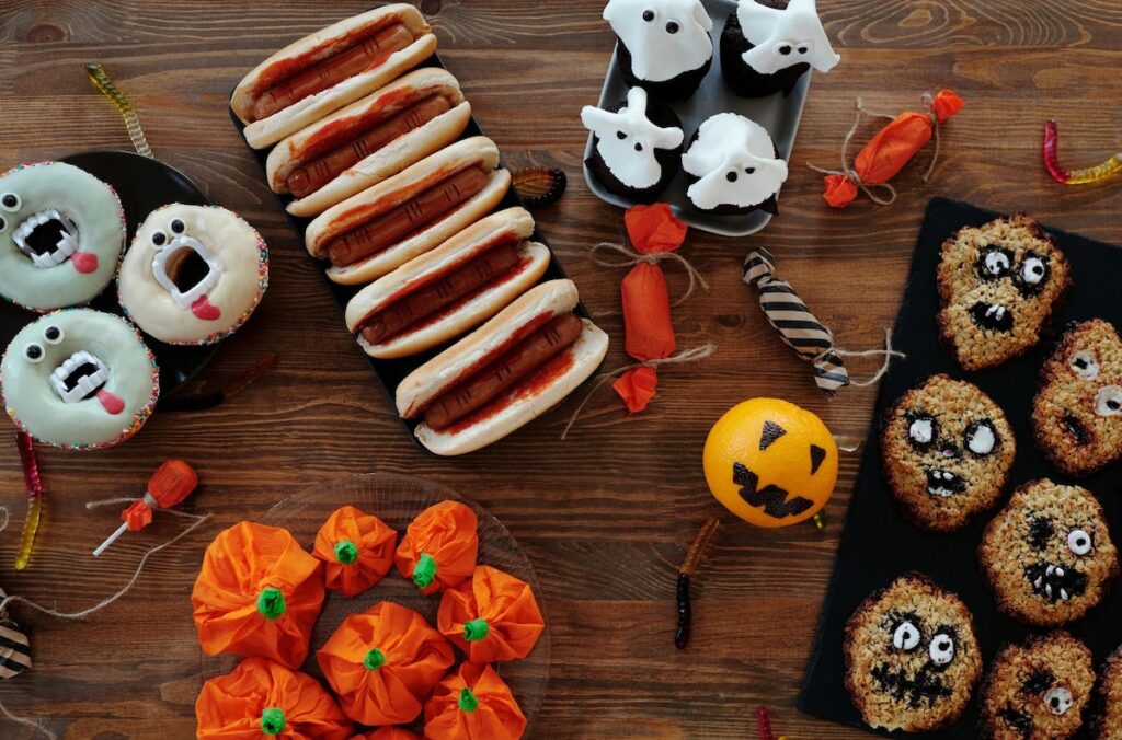 Halloween hot dogs and homemade treats